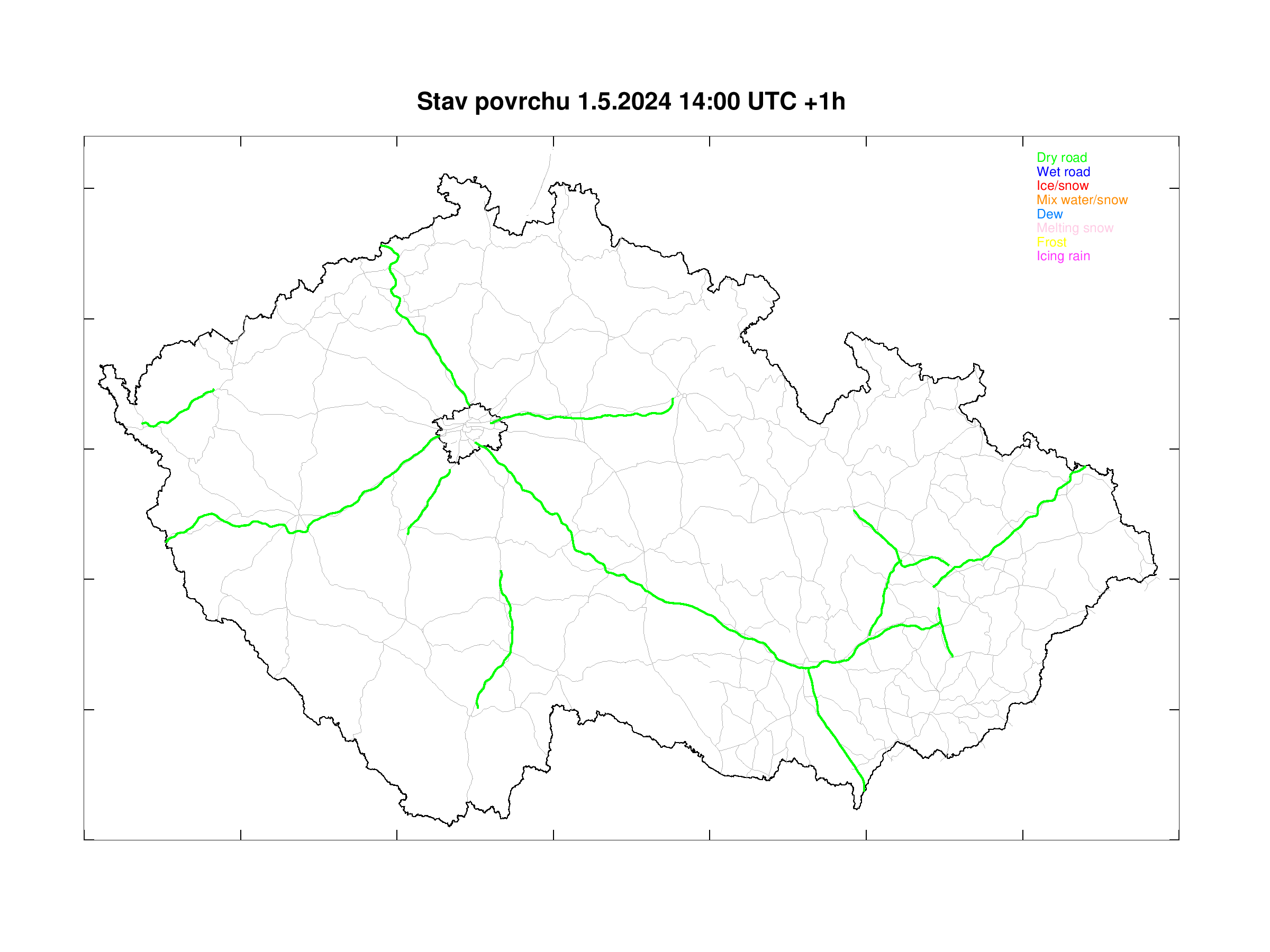 Road surface condition forecast for Czech highways +1h