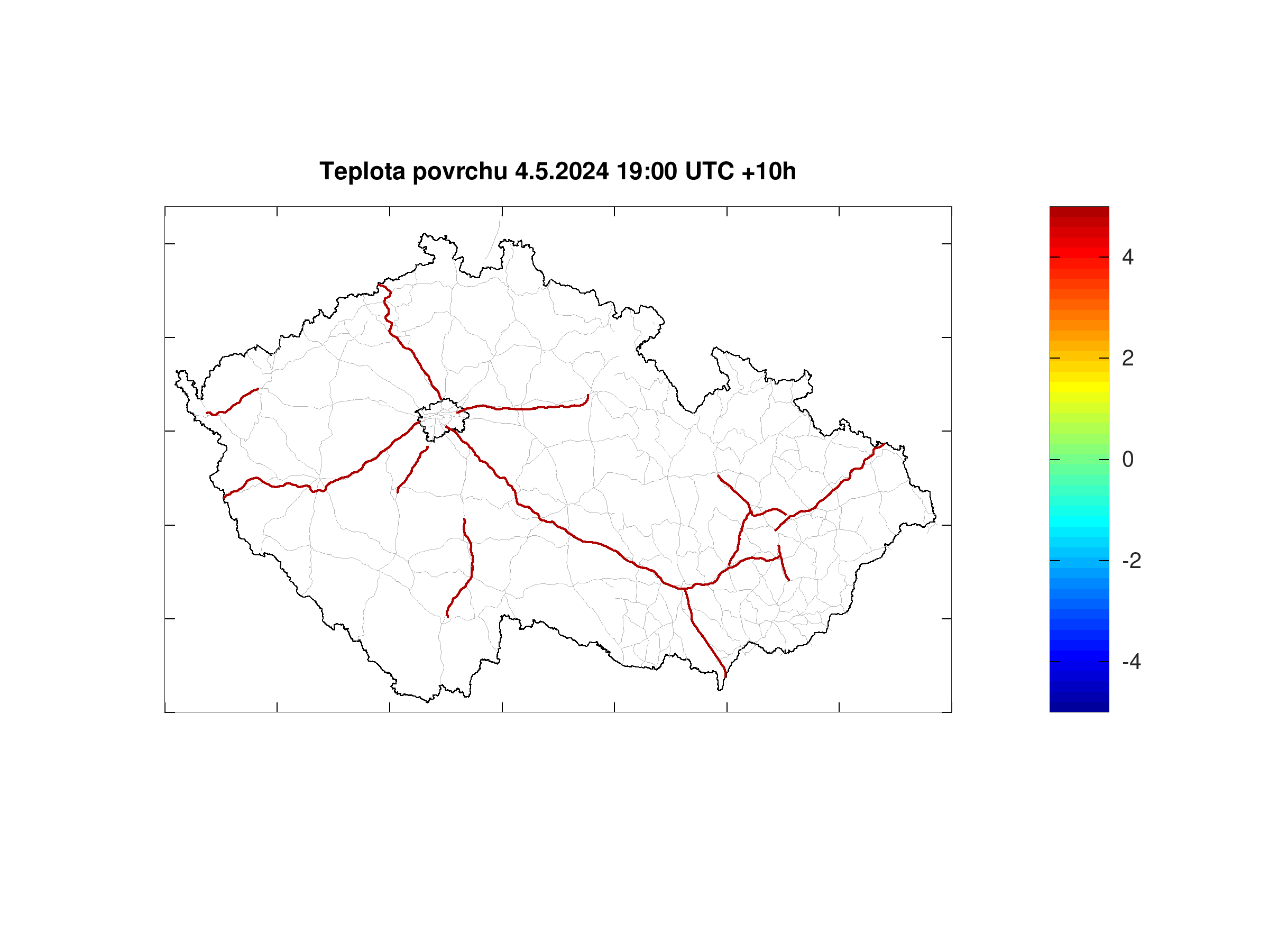 Road surface teperature forecast for Czech highways +10h